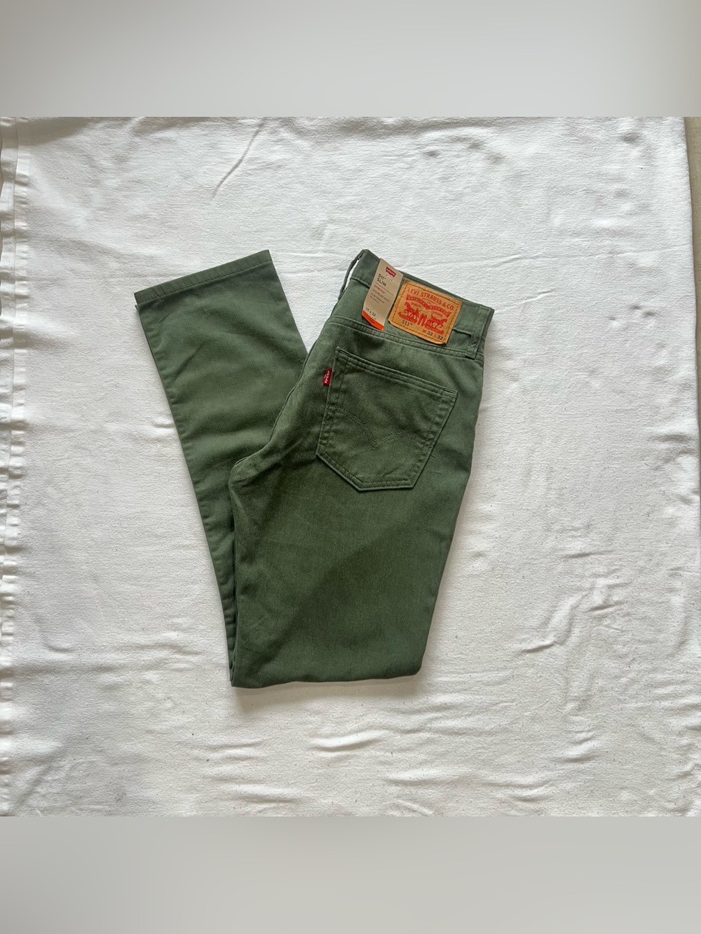 Levi's 511 Slim Fit Eco Performance Warm Stretch Jeans Olive Green 32x32 NWT